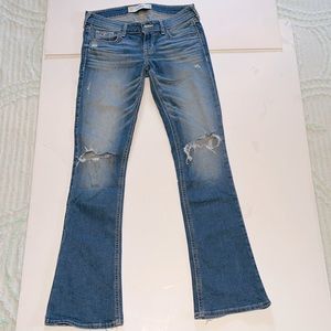 13. Hollister Distressed Flare Demin Jeans